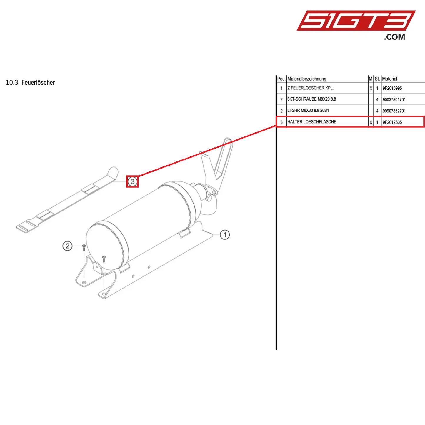 BRACKET EXTINGUISHANT TANK - 9F2012635 [PORSCHE Cayman 981 GT4 Clubsport]