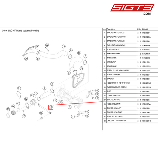 Z OIL FILLING LINE - 9F2115295 [PORSCHE 718 Cayman GT4 Clubsport]