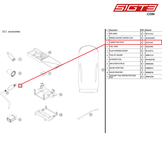 CONNECTING PIECE - 9F2121237 [PORSCHE 992.1 GT3 R]