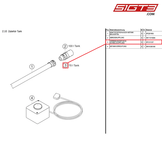 CONNECTING PIECE - 9F2121237 [PORSCHE Cayman 981 GT4 Clubsport]