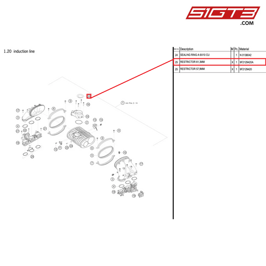 RESTRICTOR 61,3MM - 9F2129420A [PORSCHE 718 Cayman GT4 RS Clubsport]