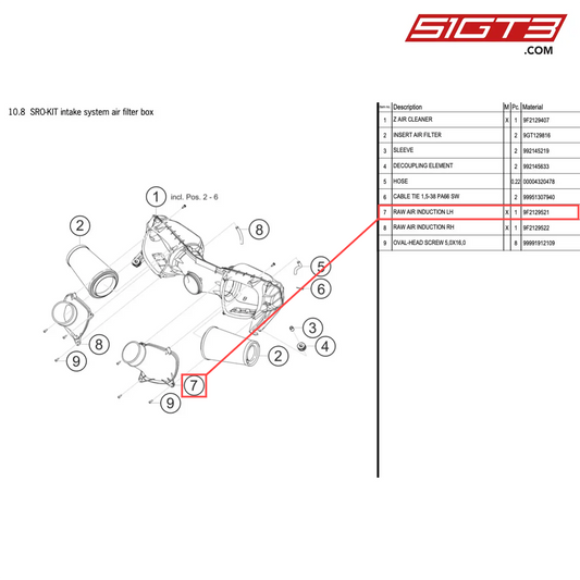 RAW AIR INDUCTION LH - 9F2129521 [PORSCHE 718 Cayman GT4 Clubsport]