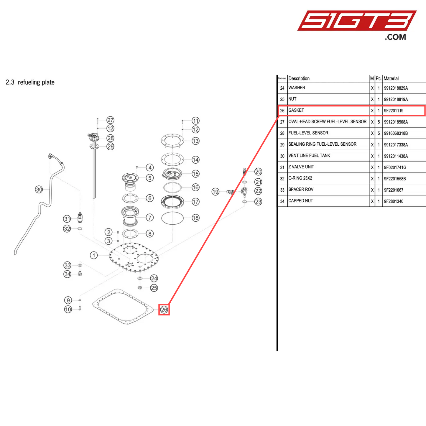 GASKET - 9F2201119 [PORSCHE 911 GT2 RS Clubsport]