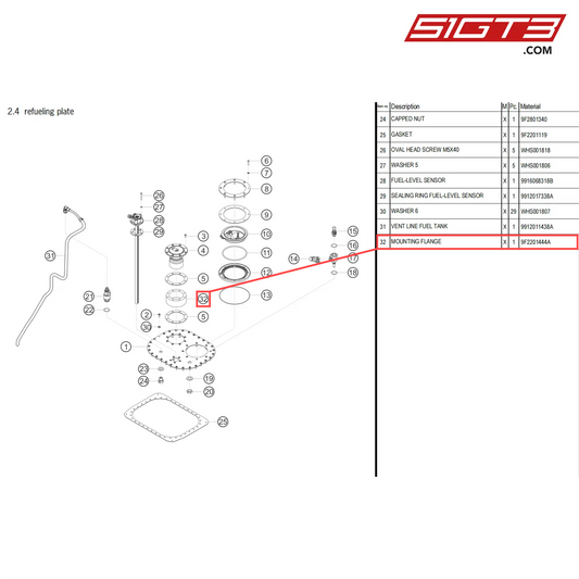 MOUNTING FLANGE - 9F2201444A [PORSCHE 718 Cayman GT4 Clubsport]