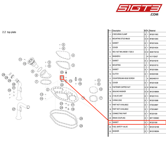 GASKET - 9F2201558 [PORSCHE 911 GT3 R Type 991 (GEN 2)]