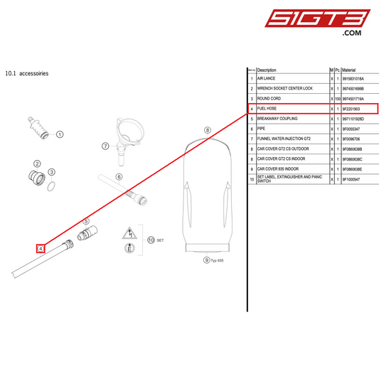 FUEL HOSE - 9F2201903 [PORSCHE 911 GT2 RS Clubsport]