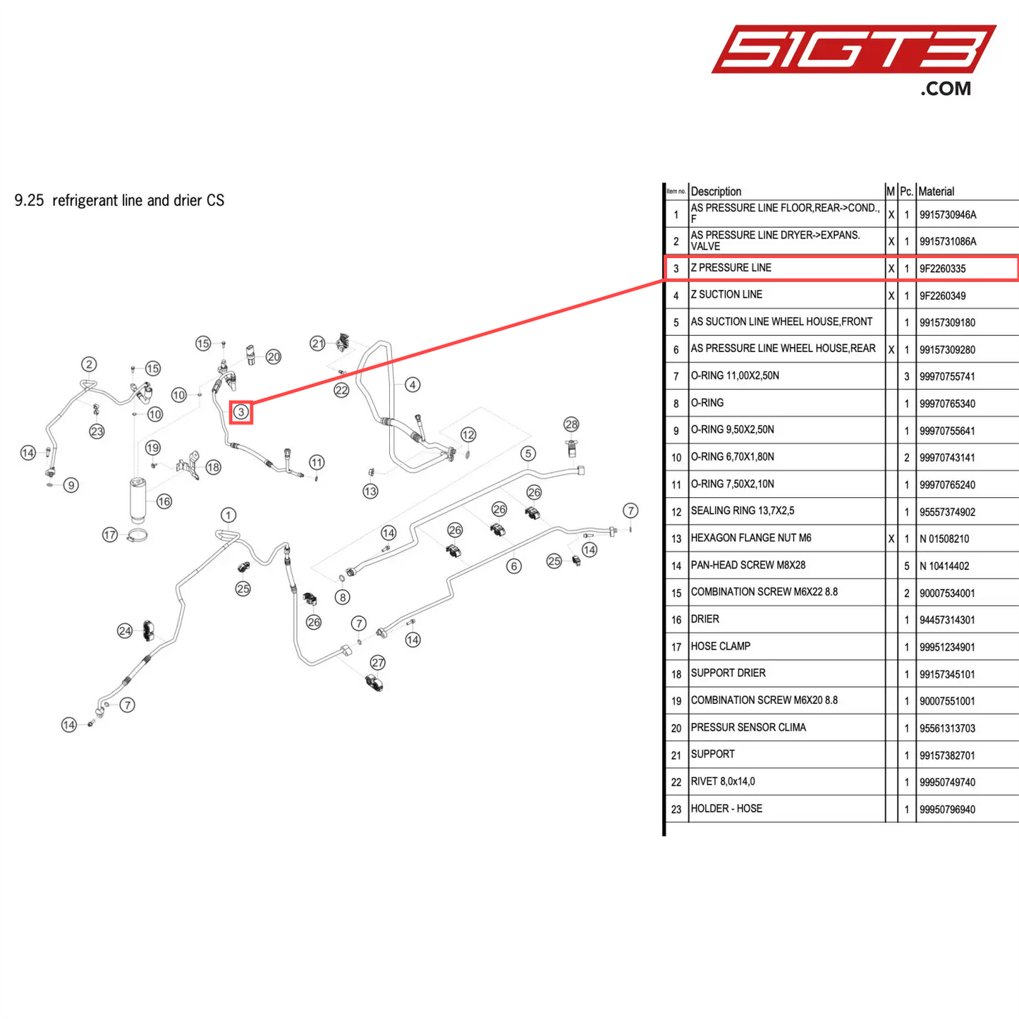 Z PRESSURE LINE - 9F2260335 [PORSCHE 911 GT2 RS Clubsport]