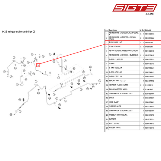 Z PRESSURE LINE - 9F2260335 [PORSCHE 911 GT2 RS Clubsport]