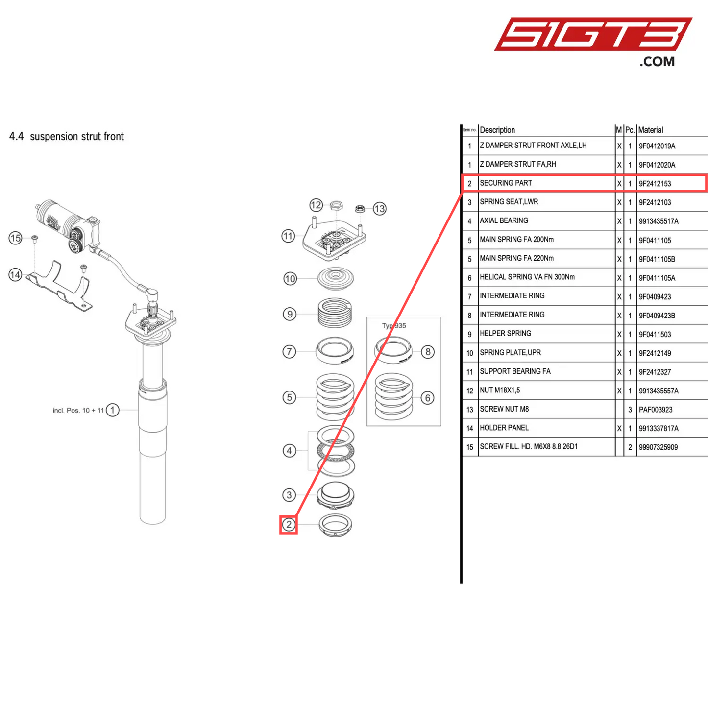 SECURING PART - 9F2412153 [PORSCHE 911 GT2 RS Clubsport]