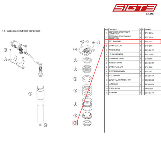 SECURING PART - 9F2412153 [PORSCHE 718 Cayman GT4 Clubsport]