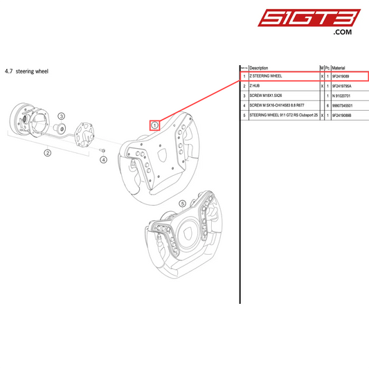 Z STEERING WHEEL - 9F2419089 [PORSCHE 911 GT2 RS Clubsport]