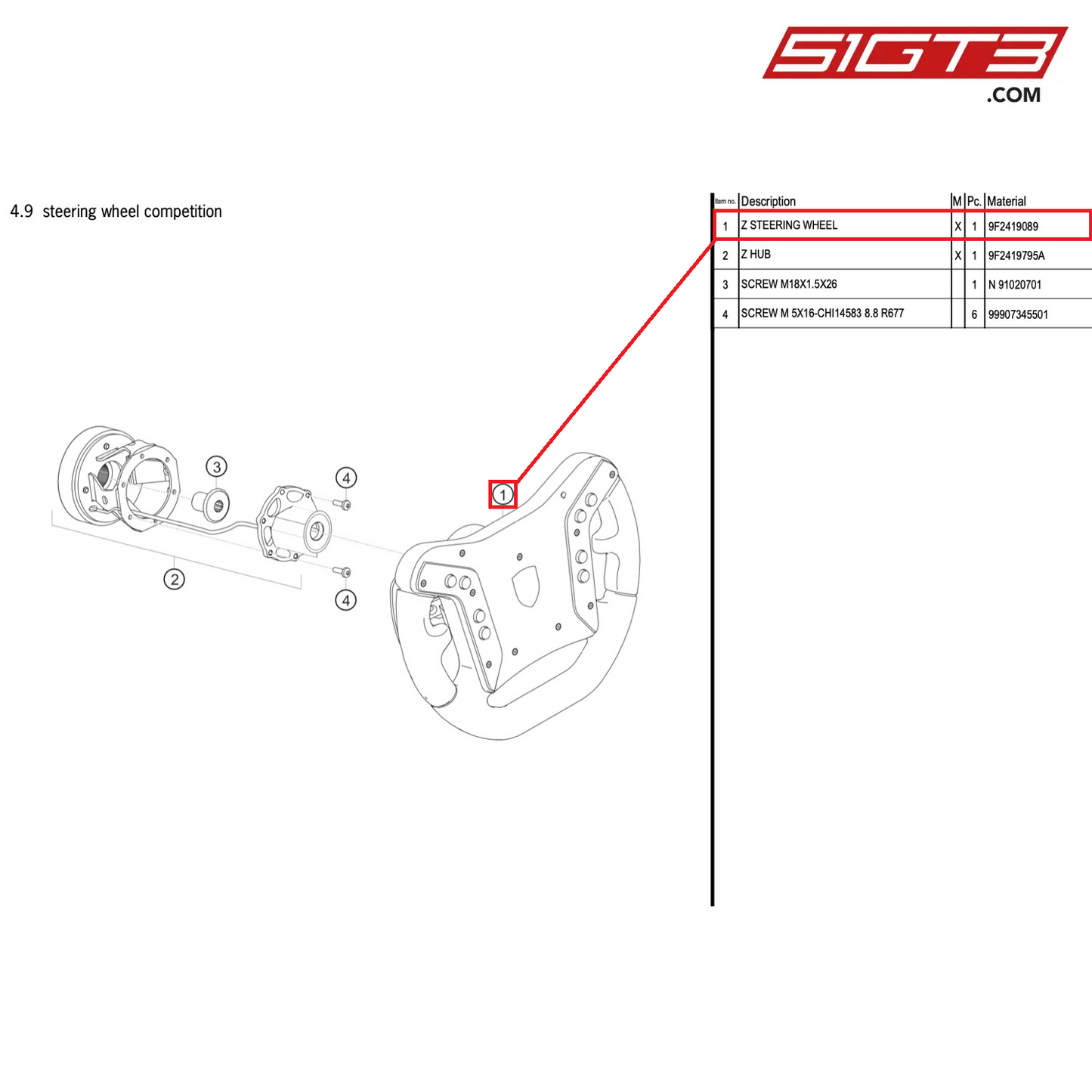 Z STEERING WHEEL - 9F2419089 [PORSCHE 718 Cayman GT4 Clubsport]