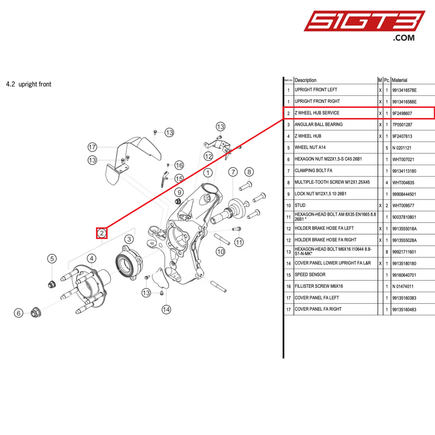 Z WHEEL HUB SERVICE - 9F2498607 [PORSCHE 718 Cayman GT4 RS Clubsport]