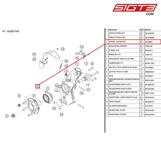 Z WHEEL HUB SERVICE - 9F2498607 [PORSCHE 718 Cayman GT4 RS Clubsport]