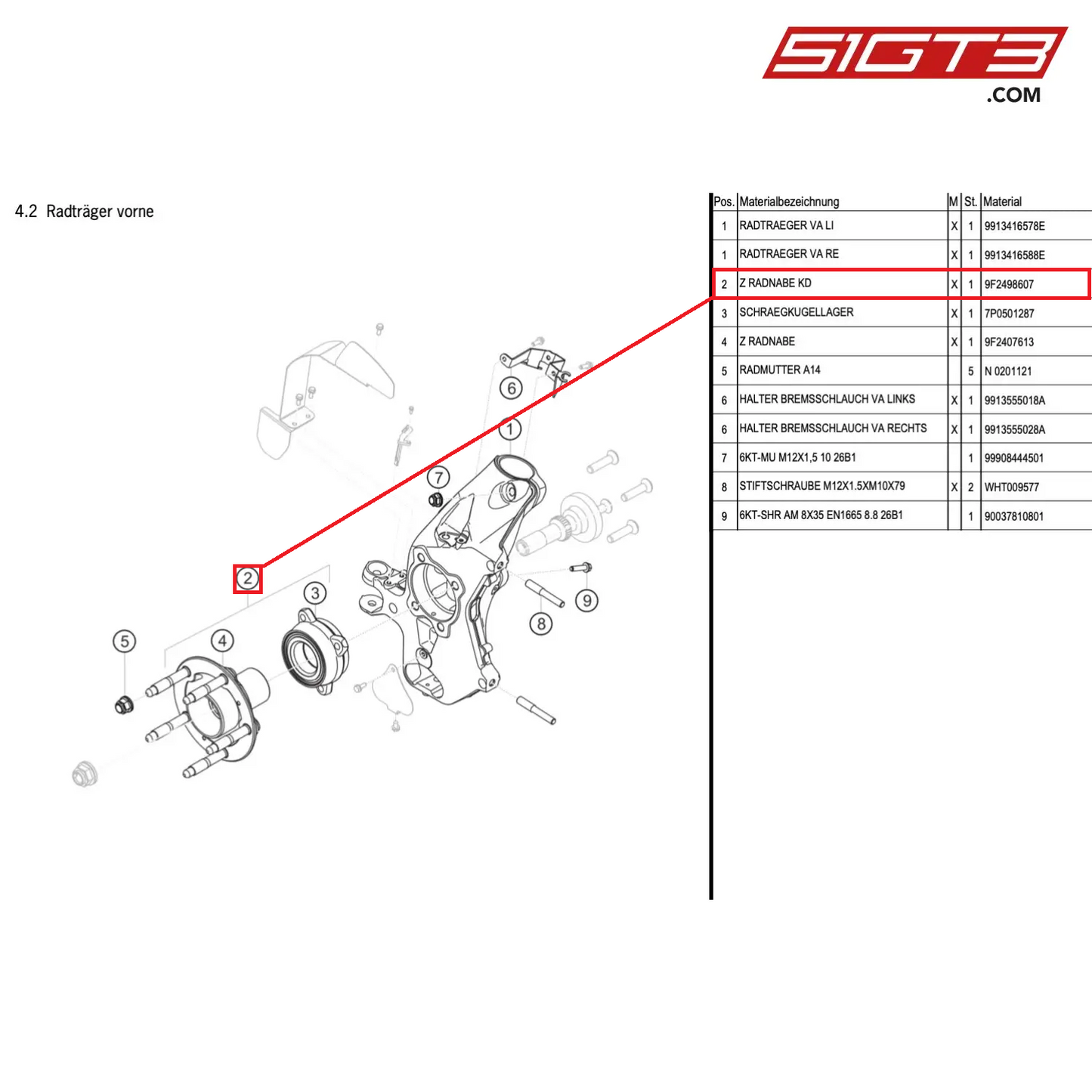 Z WHEEL HUB SERVICE - 9F2498607 [PORSCHE Cayman 981 GT4 Clubsport]