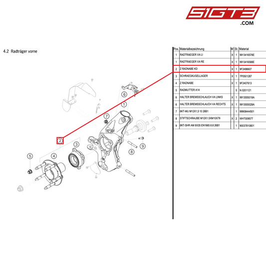 Z WHEEL HUB SERVICE - 9F2498607 [PORSCHE Cayman 981 GT4 Clubsport]