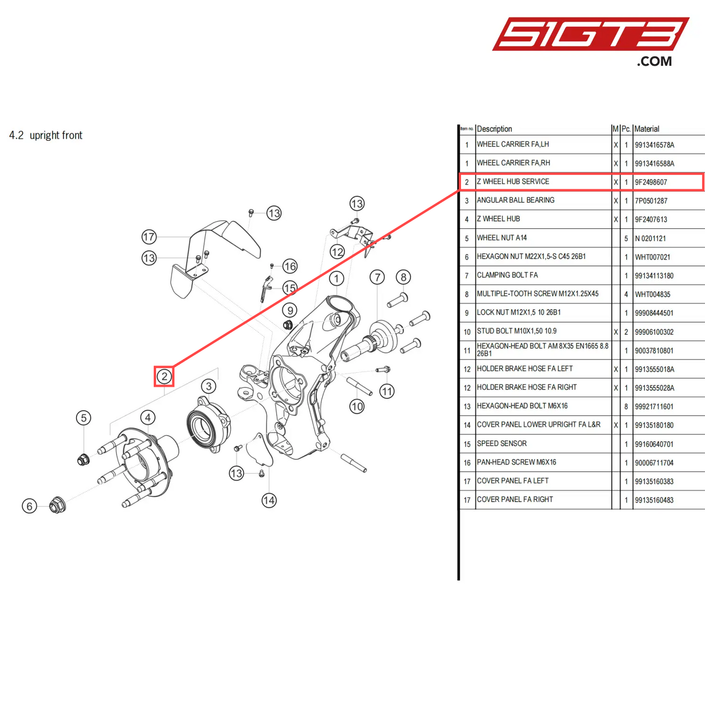 Z WHEEL HUB SERVICE - 9F2498607 [PORSCHE 718 Cayman GT4 Clubsport]