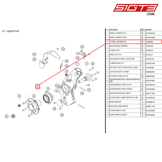 Z WHEEL HUB SERVICE - 9F2498607 [PORSCHE 718 Cayman GT4 Clubsport]