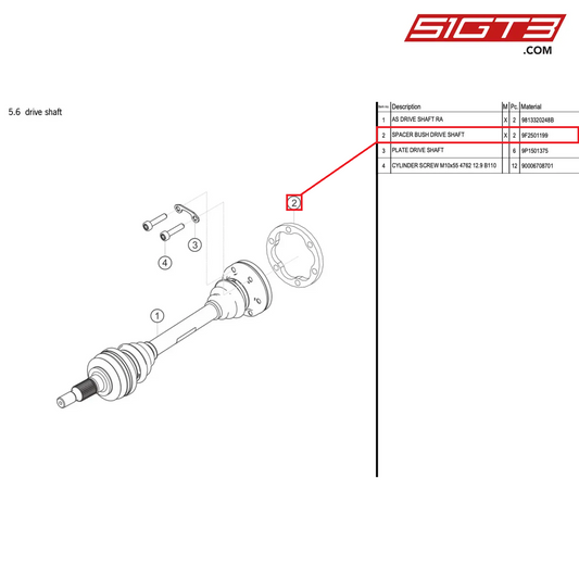 SPACER BUSH DRIVE SHAFT - 9F2501199 [PORSCHE 718 Cayman GT4 RS Clubsport]