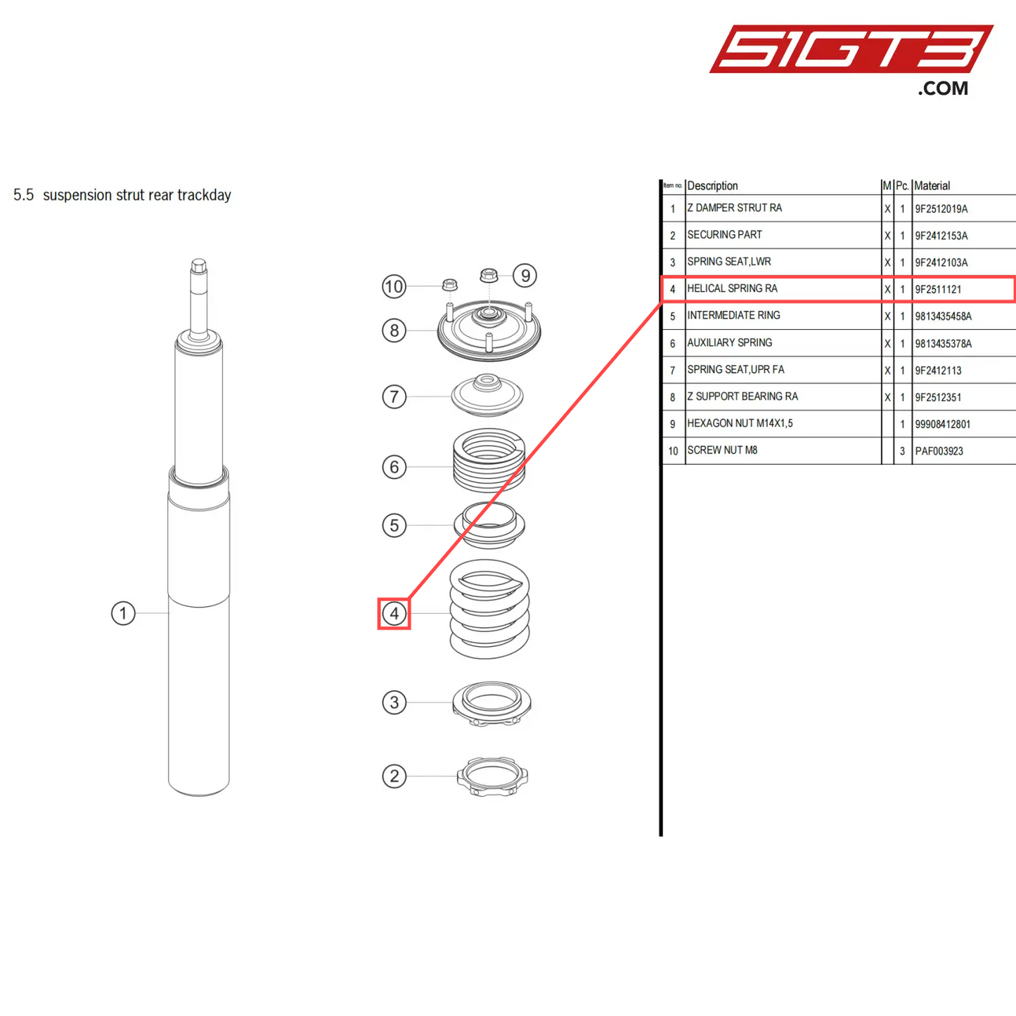 HELICAL SPRING RA - 9F2511121 [PORSCHE 718 Cayman GT4 Clubsport]