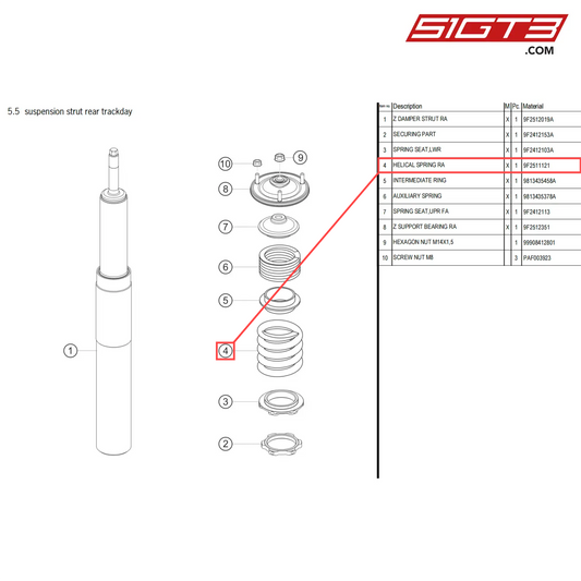 HELICAL SPRING RA - 9F2511121 [PORSCHE 718 Cayman GT4 Clubsport]