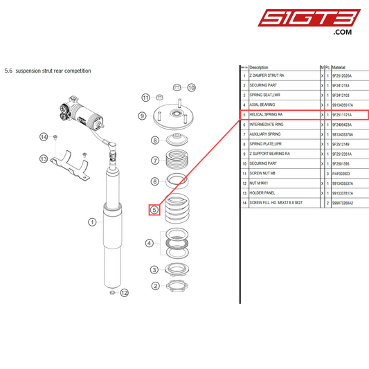 HELICAL SPRING RA - 9F2511121A [PORSCHE 718 Cayman GT4 Clubsport]