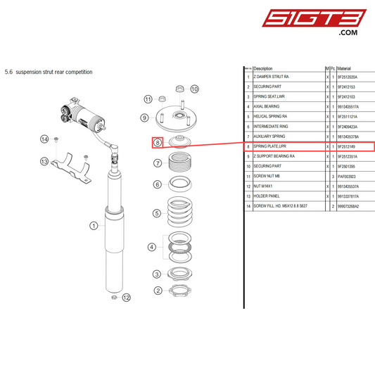 SPRING PLATE,UPR - 9F2512149 [PORSCHE 718 Cayman GT4 Clubsport]