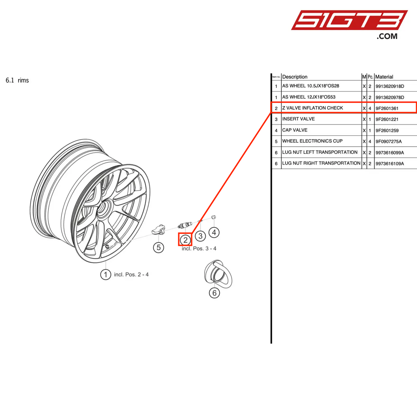 Z VALVE INFLATION CHECK - 9F2601361 [PORSCHE 991.2 GT3 Cup]