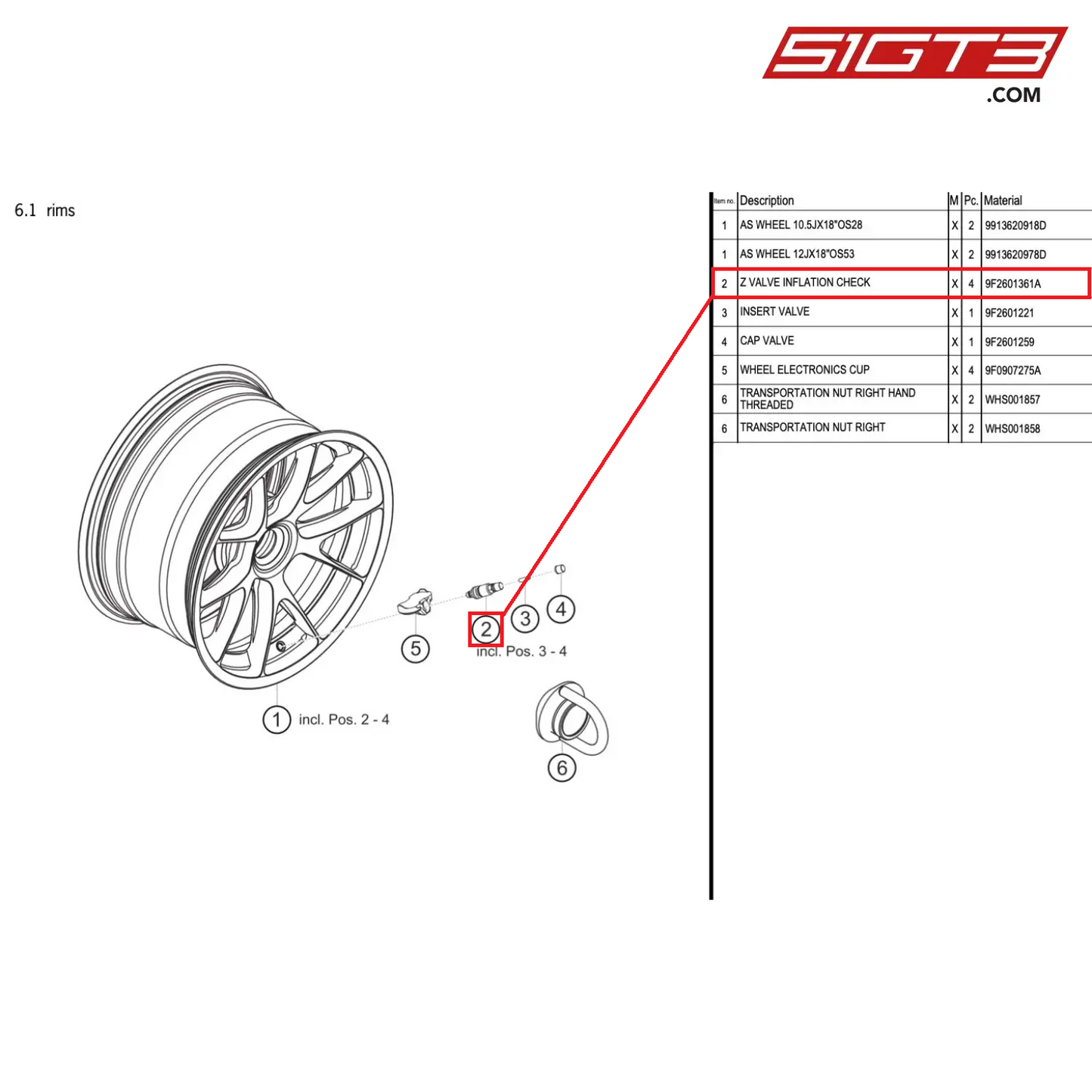 Z VALVE INFLATION CHECK - 9F2601361A [PORSCHE 991.1 GT3 Cup]