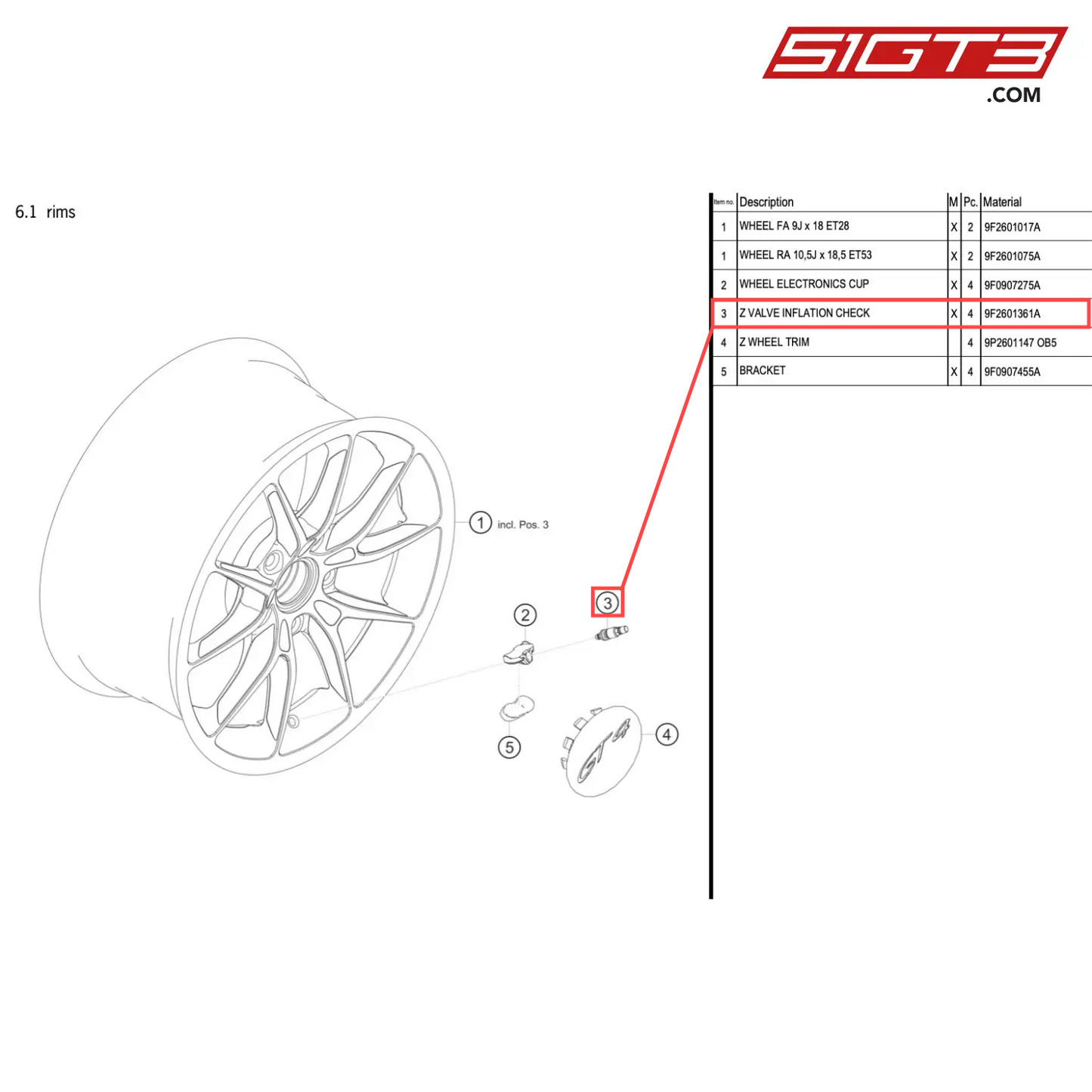 Z VALVE INFLATION CHECK - 9F2601361A [PORSCHE 718 Cayman GT4 RS Clubsport]