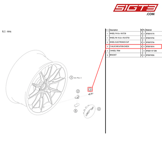 Z VALVE INFLATION CHECK - 9F2601361A [PORSCHE 718 Cayman GT4 RS Clubsport]