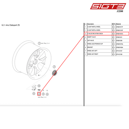 Z VALVE INFLATION CHECK - 9F2601361A [PORSCHE 911 GT2 RS Clubsport]