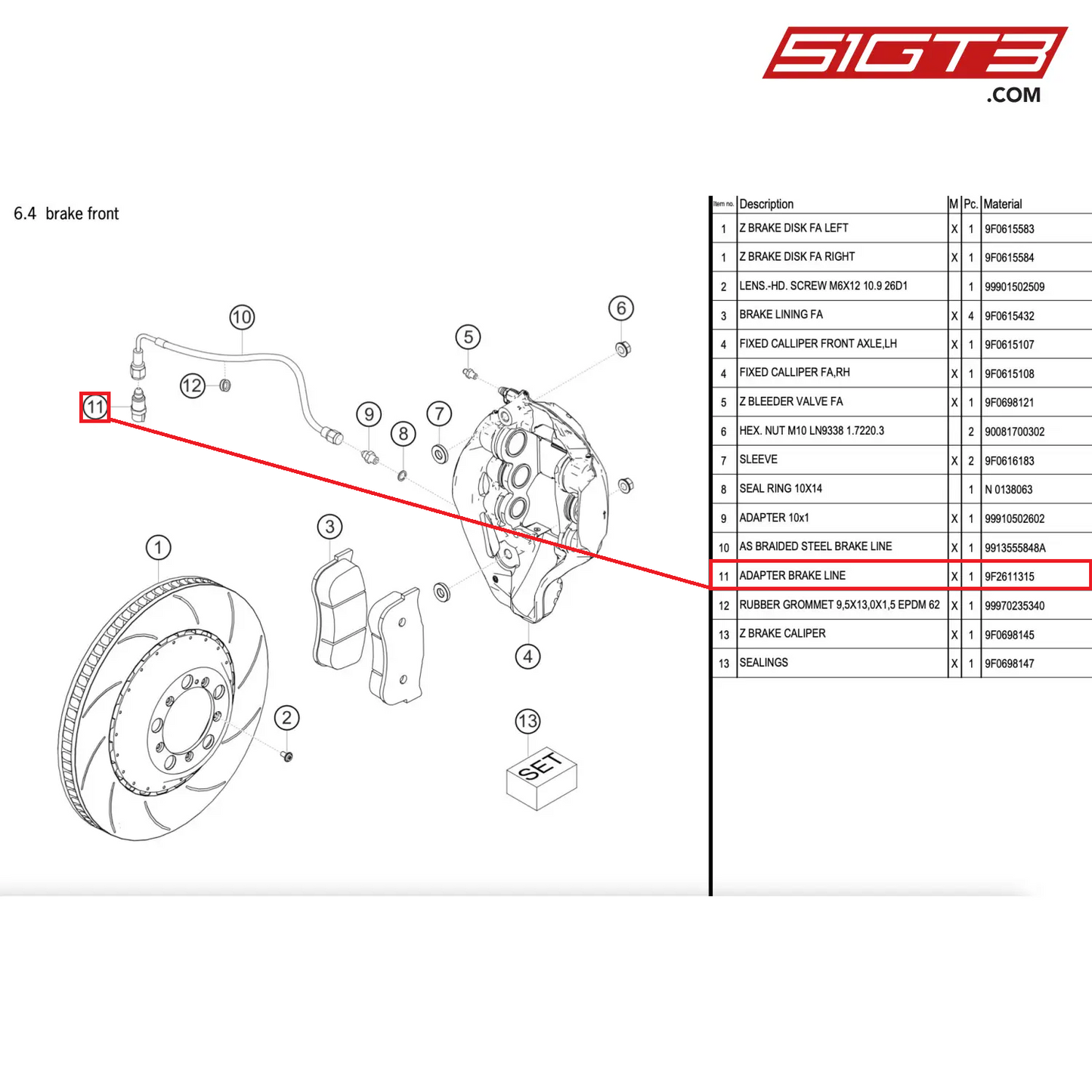 ADAPTER BRAKE LINE - 9F2611315 [PORSCHE 911 GT2 RS Clubsport]