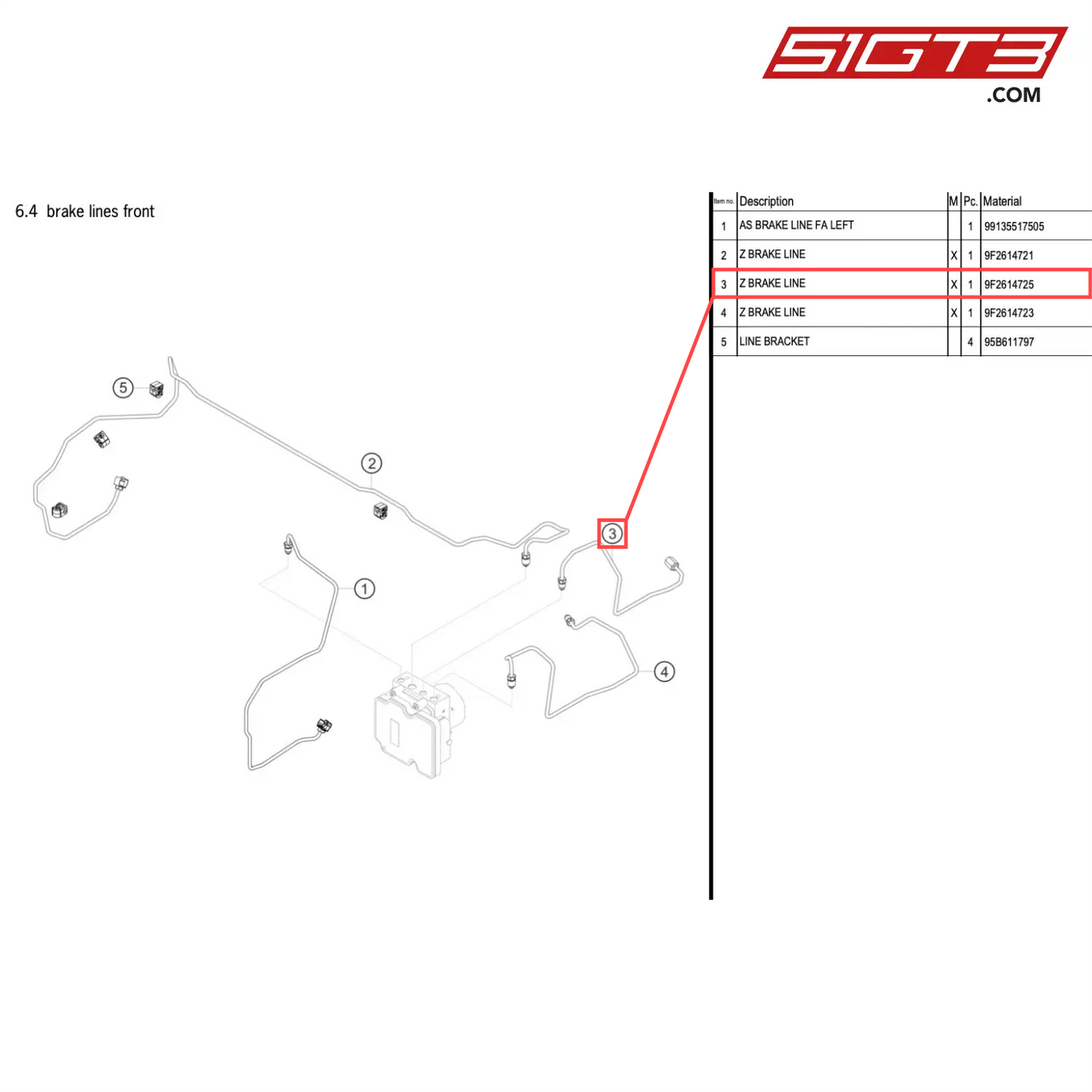 Z BRAKE LINE - 9F2614725 [PORSCHE 718 Cayman GT4 RS Clubsport]