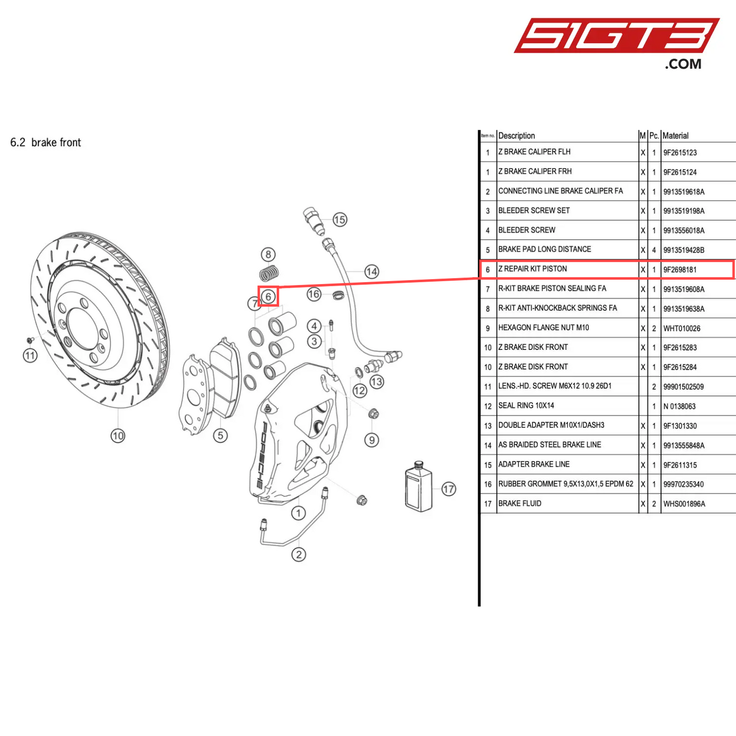 Z REPAIR KIT PISTON - 9F2698181 [PORSCHE 718 Cayman GT4 RS Clubsport]