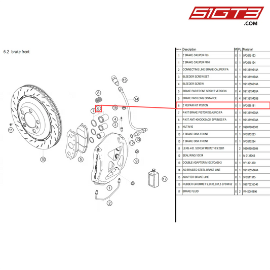 Z REPAIR KIT PISTON - 9F2698181 [PORSCHE 718 Cayman GT4 Clubsport]