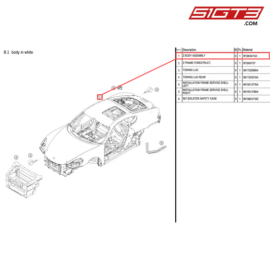 Z BODY ASSEMBLY - 9F2800413A [PORSCHE 718 Cayman GT4 RS Clubsport]