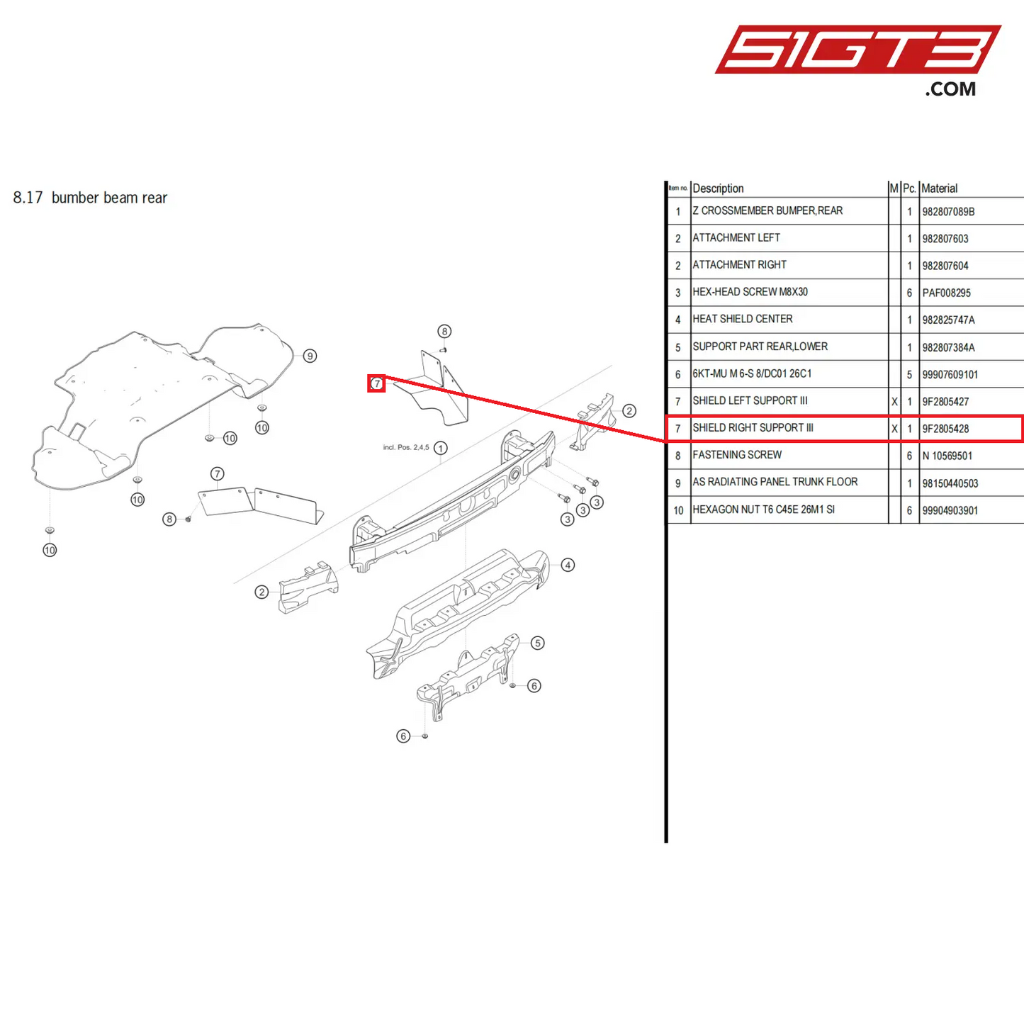 SHIELD RIGHT SUPPORT III - 9F2805428 [PORSCHE 718 Cayman GT4 Clubsport]