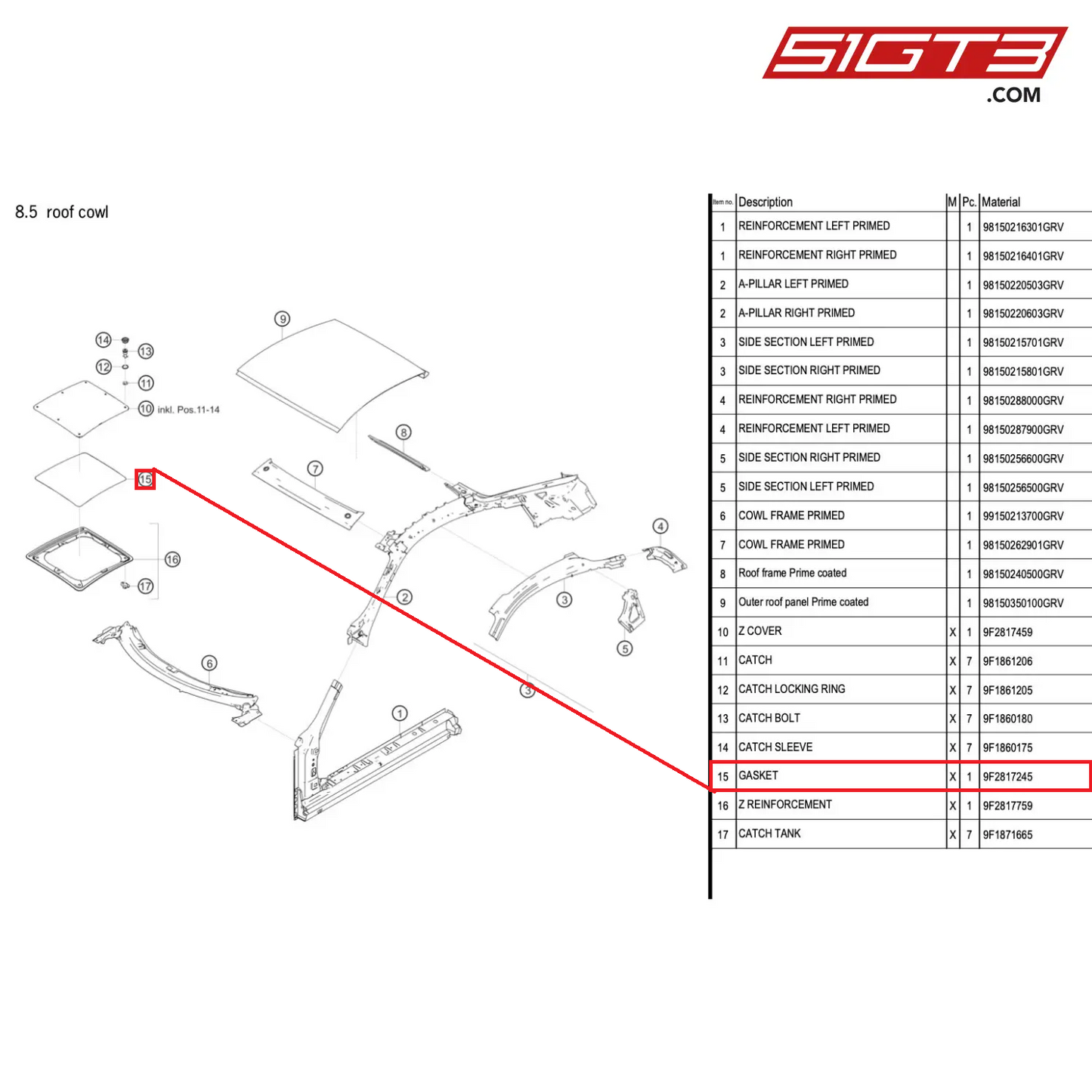 GASKET - 9F2817245 [PORSCHE 718 Cayman GT4 RS Clubsport]