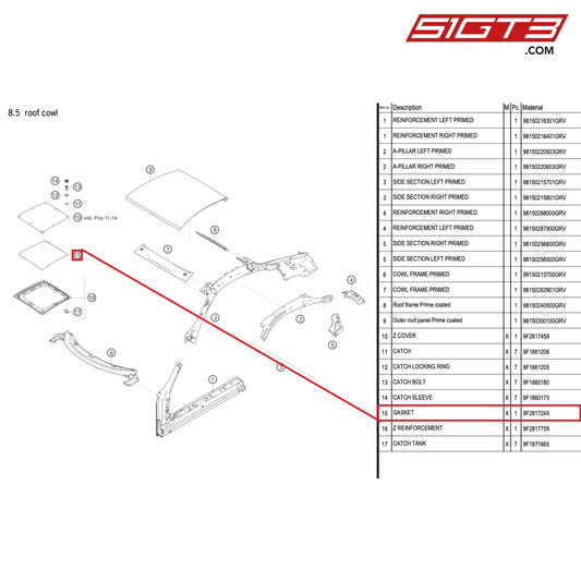 GASKET - 9F2817245 [PORSCHE 718 Cayman GT4 RS Clubsport]