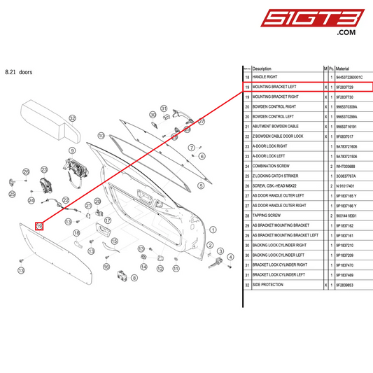 MOUNTING BRACKET LEFT - 9F2837729 [PORSCHE 718 Cayman GT4 RS Clubsport]