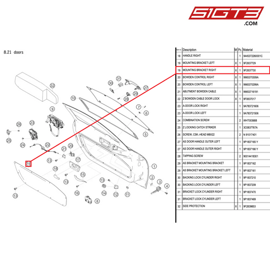 MOUNTING BRACKET RIGHT - 9F2837730 [PORSCHE 718 Cayman GT4 RS Clubsport]