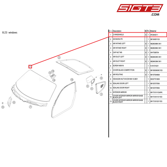 Z WINDSHIELD - 9F2845011 [PORSCHE 718 Cayman GT4 RS Clubsport]