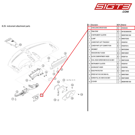 Z MOULDING DRIVER SIDE - 9F2853300 [PORSCHE 718 Cayman GT4 RS Clubsport]