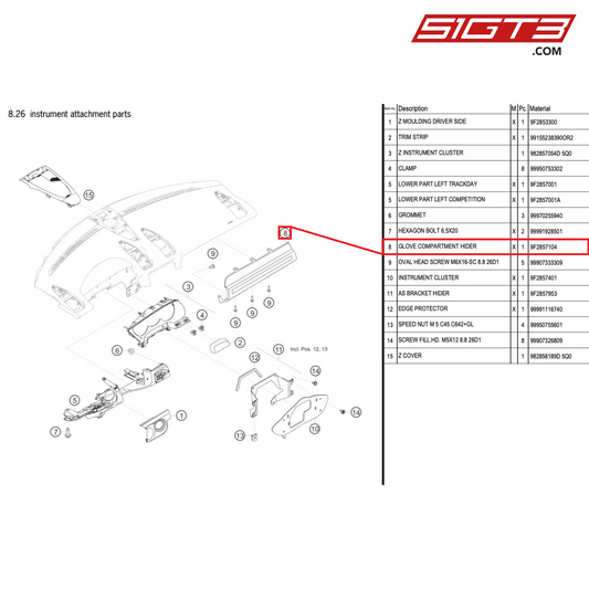 GLOVE COMPARTMENT HIDER - 9F2857104 [PORSCHE 718 Cayman GT4 RS Clubsport]