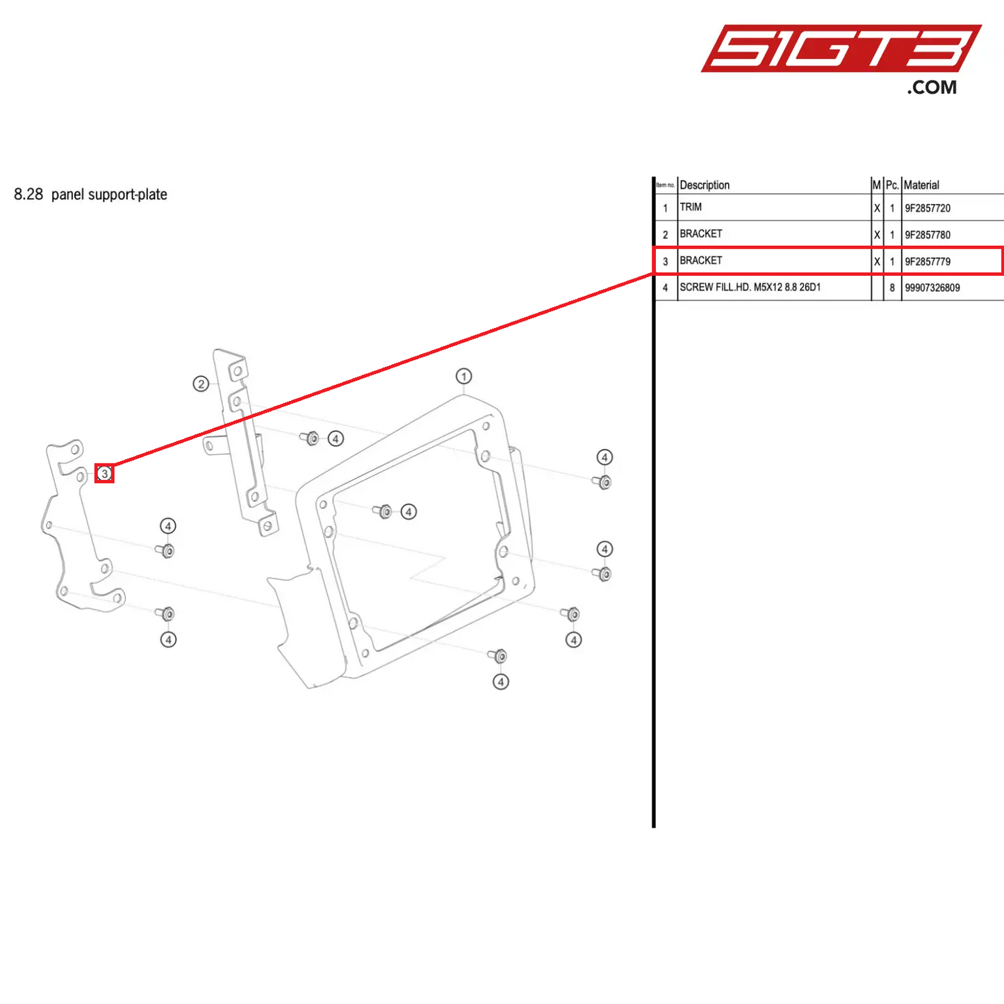 BRACKET - 9F2857779 [PORSCHE 718 Cayman GT4 RS Clubsport]