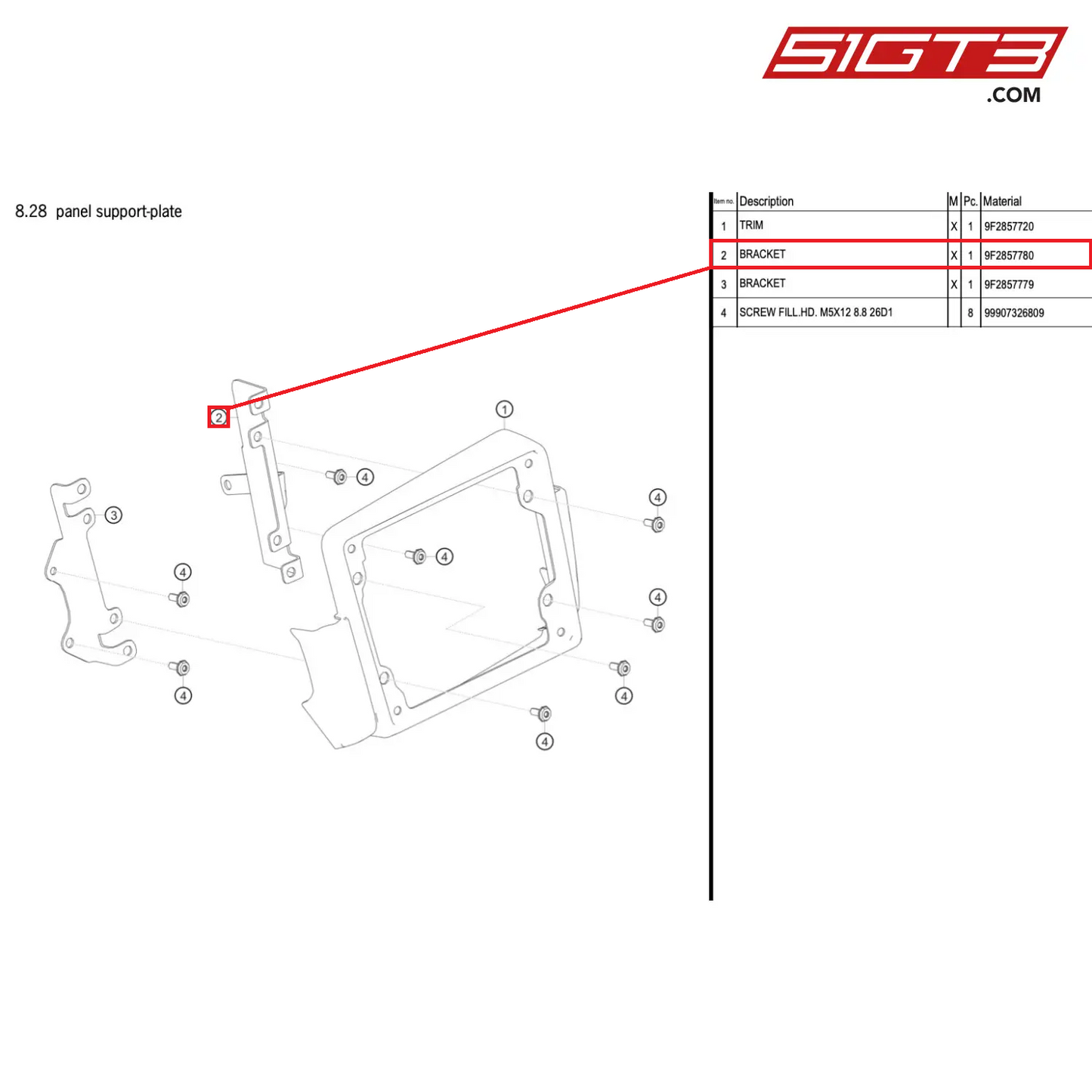 BRACKET - 9F2857780 [PORSCHE 718 Cayman GT4 RS Clubsport]