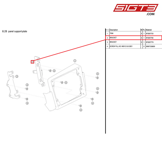 BRACKET - 9F2857780 [PORSCHE 718 Cayman GT4 RS Clubsport]