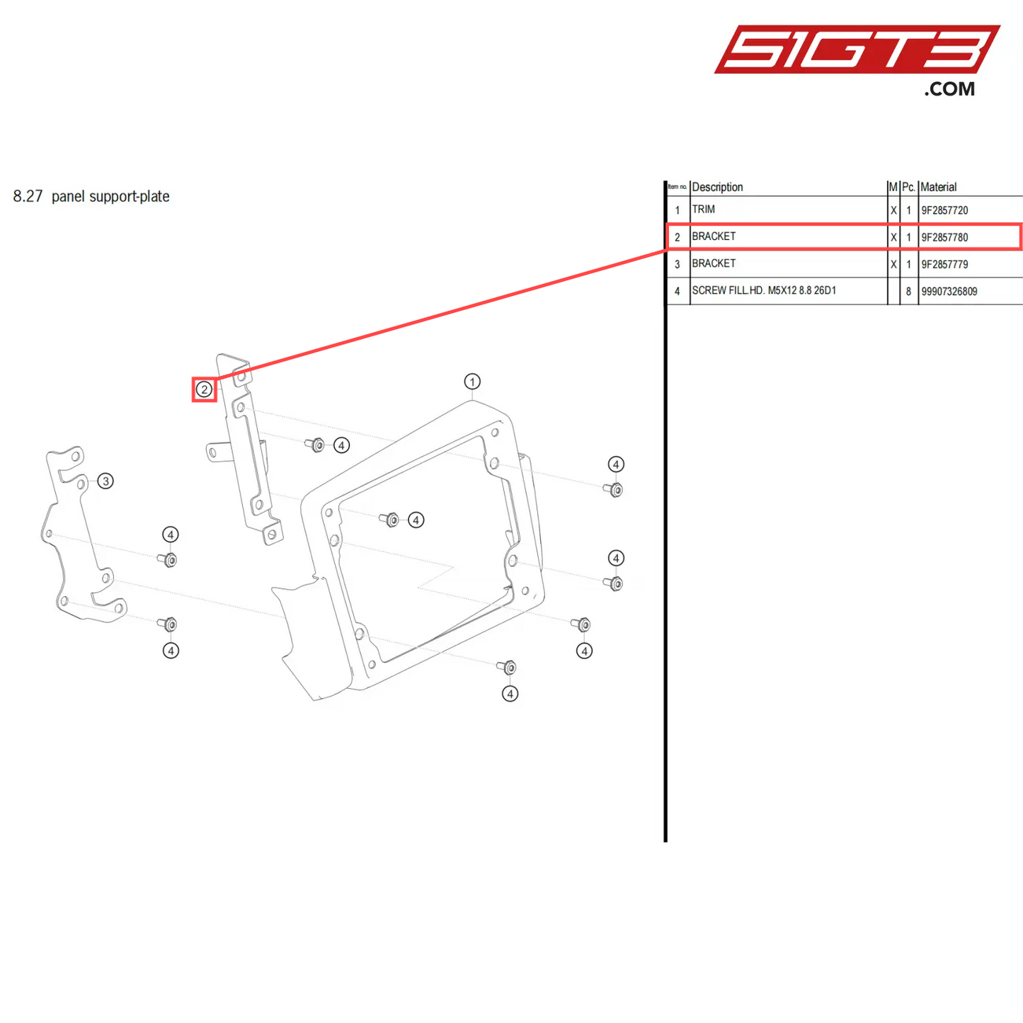 BRACKET - 9F2857780 [PORSCHE 718 Cayman GT4 Clubsport]