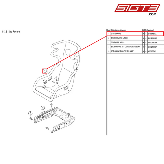 SCREW M10X20 - 9915218638A [PORSCHE Cayman 981 GT4 Clubsport]